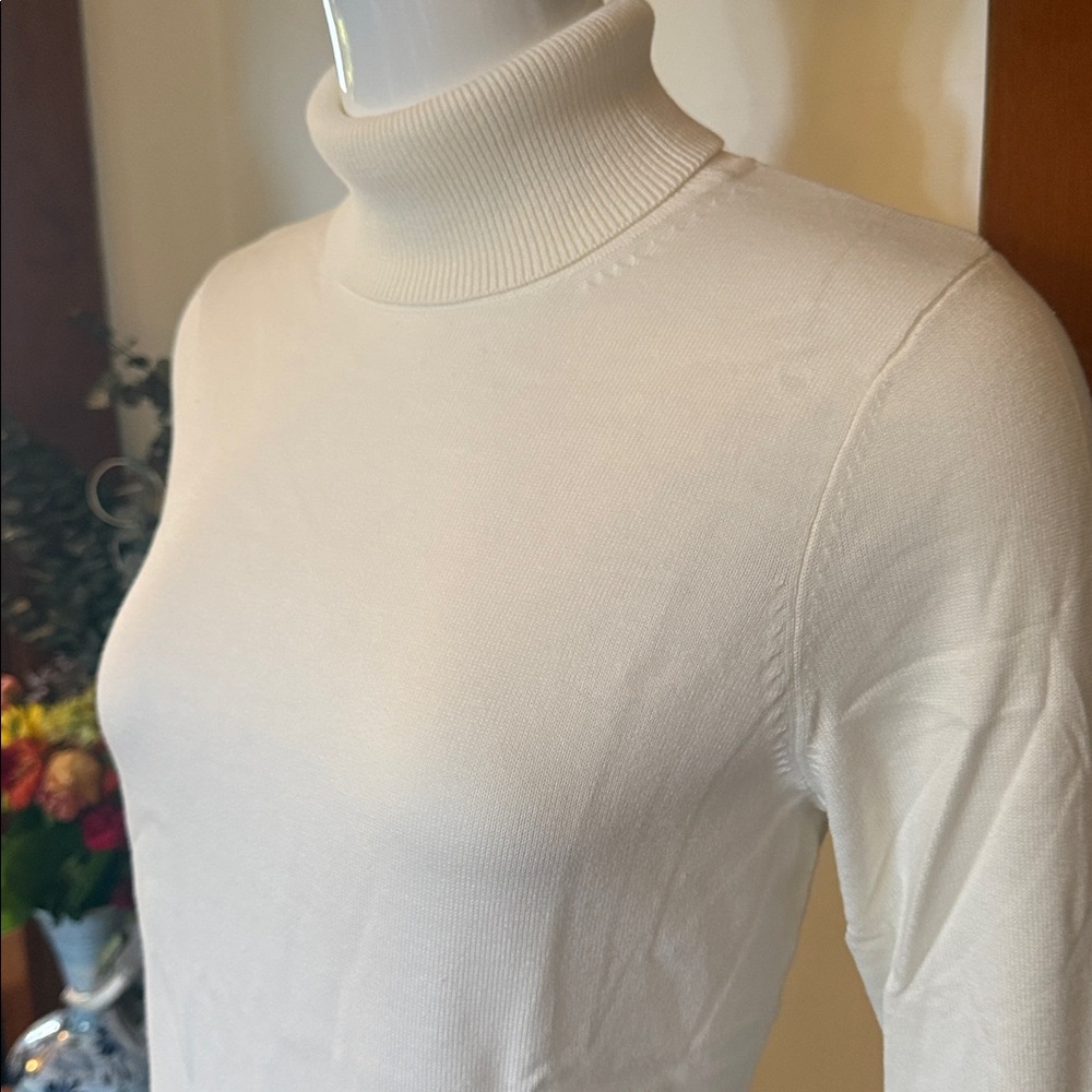 NWT northern reflections size s cotton Vanilla cream White Turtleneck Sweater
